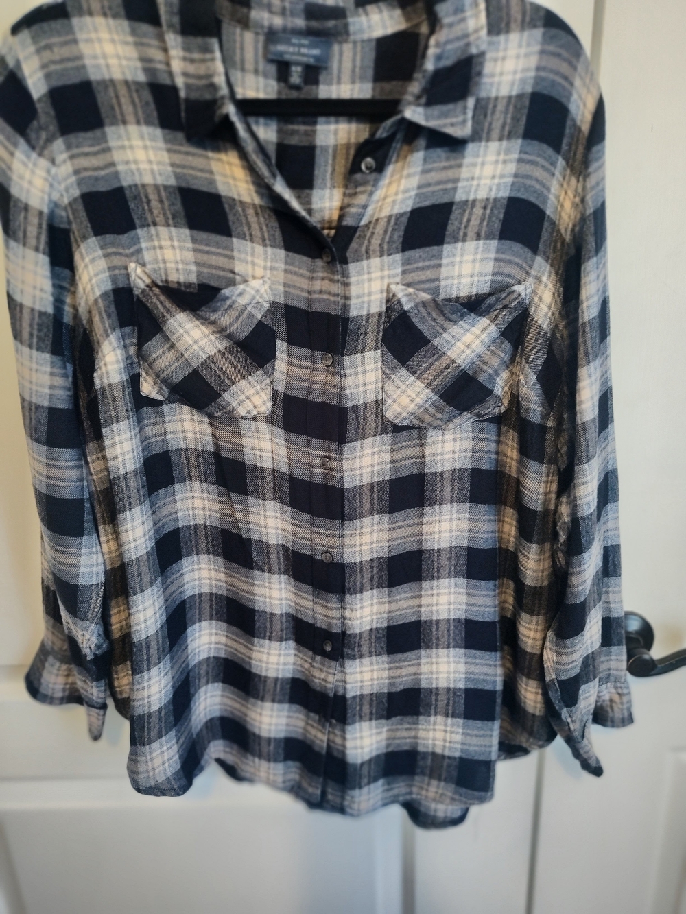Lucky Brand Blue & Cream Plaid Shirt